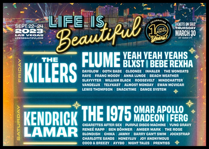 Kendrick Lamar, The Killers & Odesza To Headline Life Is Beautiful 2023